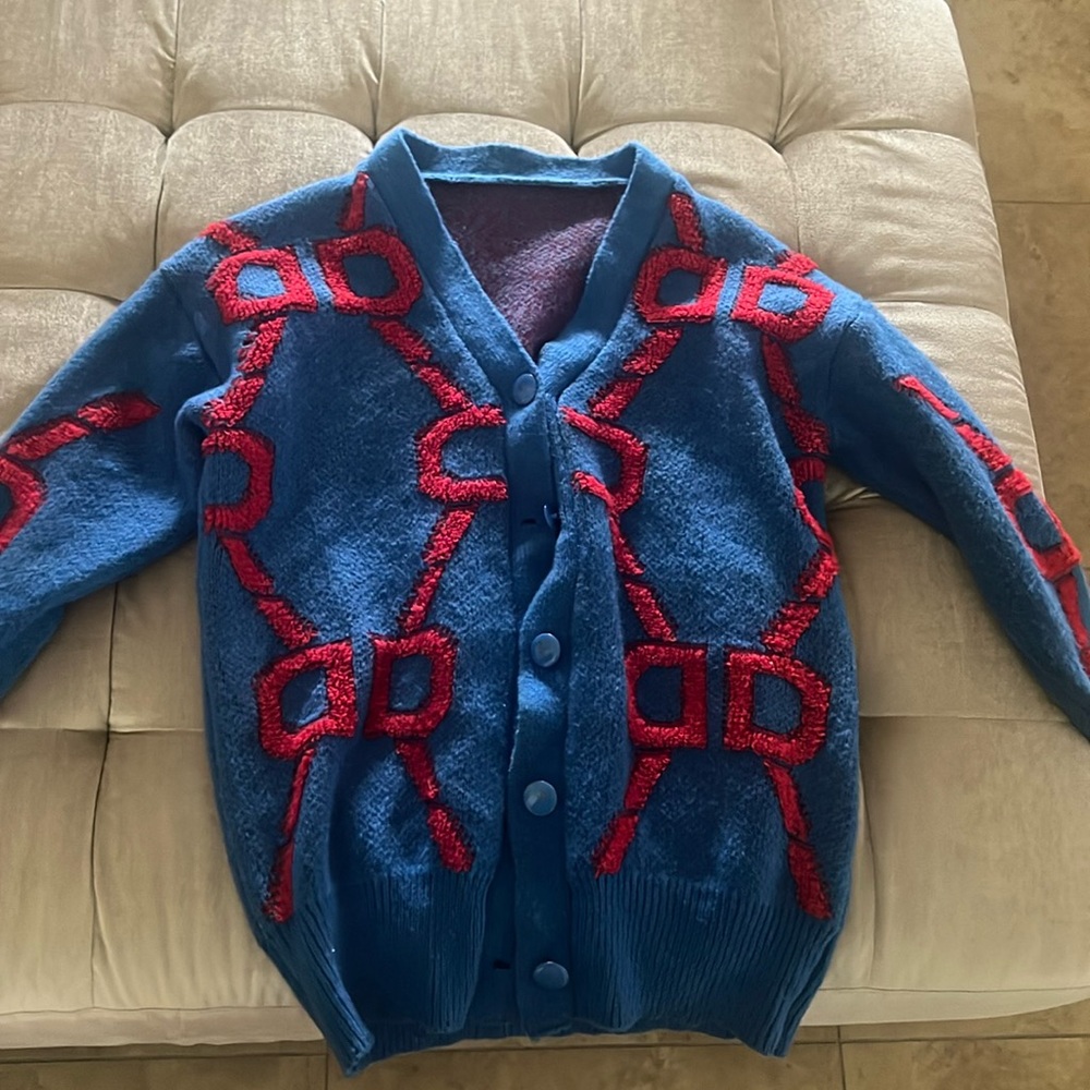 Blue Red Sweater Cardigan